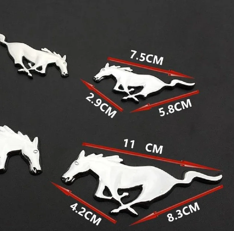 2PCS 7.5CM/11CM 3D Running Horse Sticker For Mustang focus fiesta Mondeo Kuga edge Shelby GT Emblem Badge Car Body Decoration