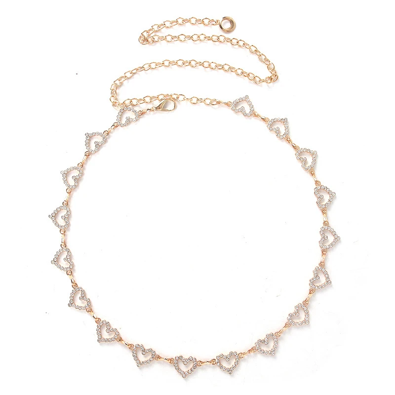 Modische Strass-Herz-Taillenkette für Damen, verstellbarer Körpergürtel, Bauchschmuck mit Quastendesign für Kleider und Jeans – Detail 8