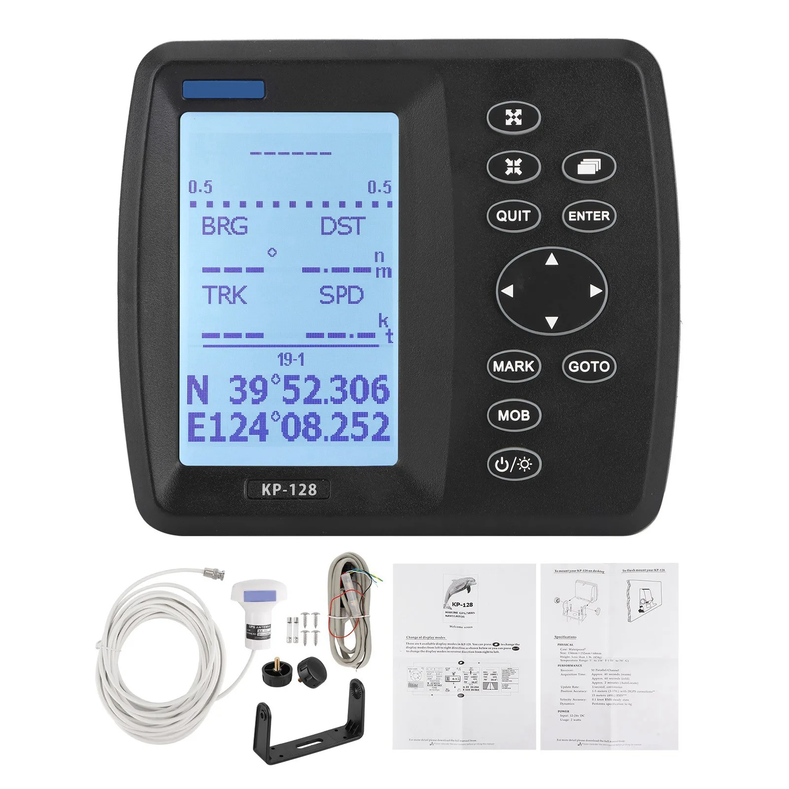 ONWA KP-128 4.3-inch LCD Marine Satellite Navigator GPS/SBAS Navigation System DC12V-24V