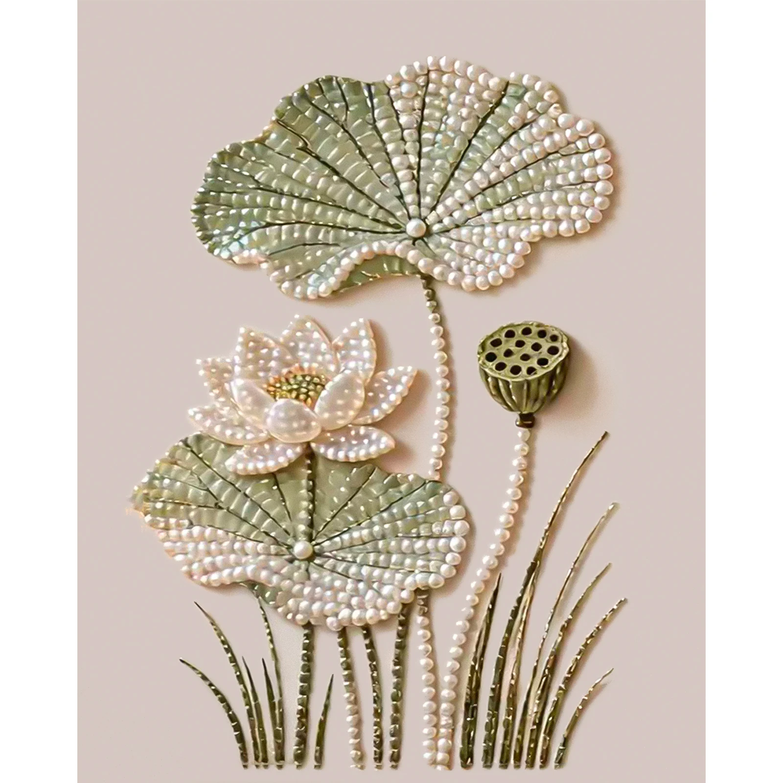 

Набор для рисования жемчужинами Lotus DIY для взрослых, подарок, декор для дома, 40x50 см, с рамкой