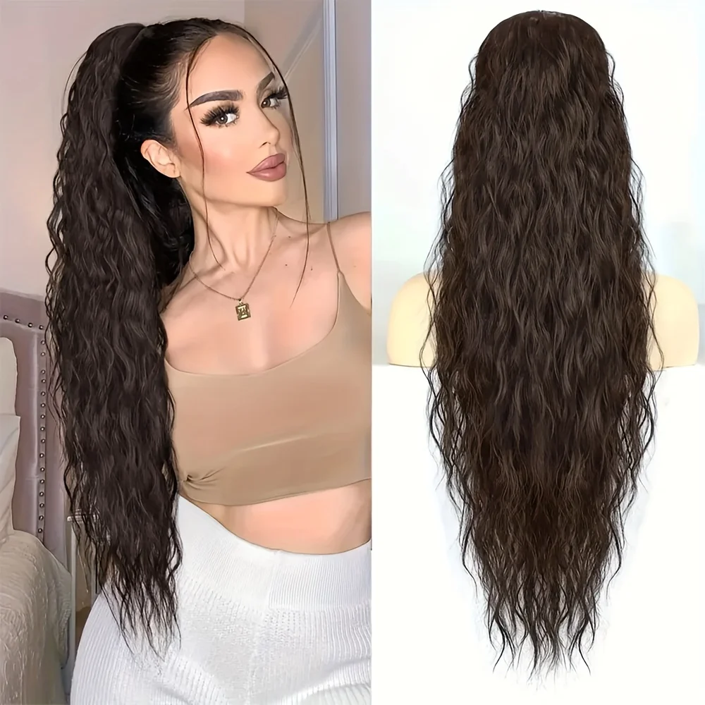 22inch Corn Wavy Long Ponytail Hair Extension Synthetic wig Kinky Curly Thick Clip In Drawstring Ponytail Wrap On Hair accessory