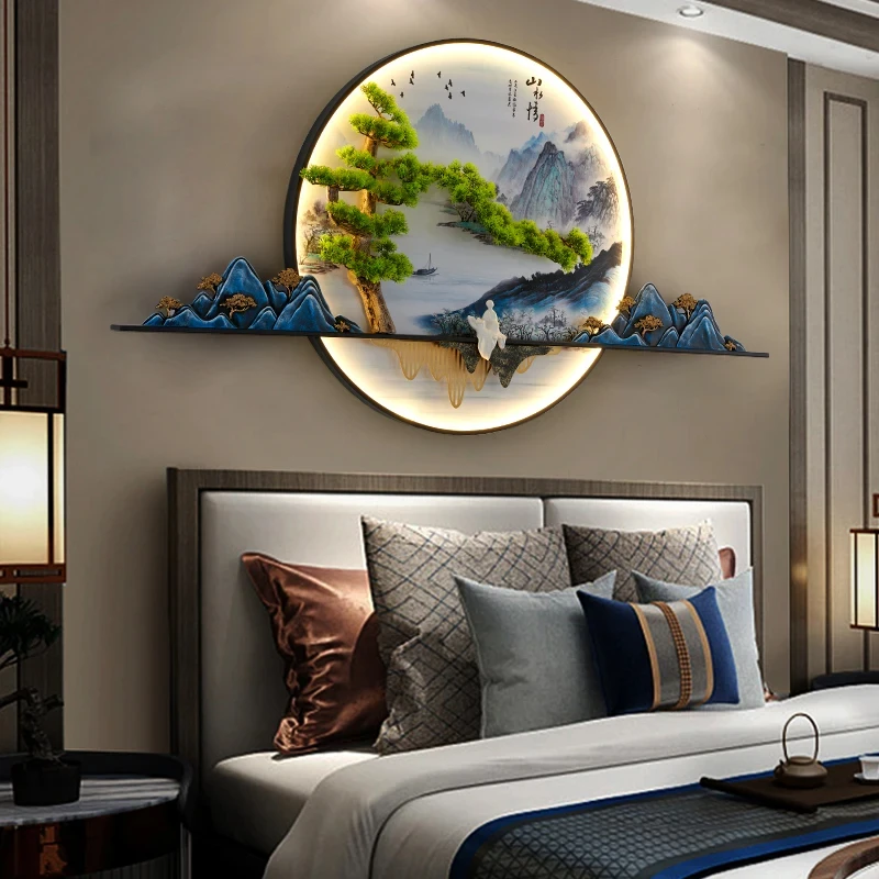 Imagem -04 - Modern Chinese Landscape Picture Lâmpada Pintura de Parede 3d com Luzes Criativos Home Decor Sala de Estar Estudo Quarto