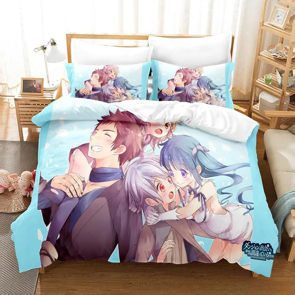 New Is It Wrong To Try To Pick Up Girls In A Dungeon IV Part Bedding Set Anime three-piece Set Adult Kid Bedroom Duvetcover Sets