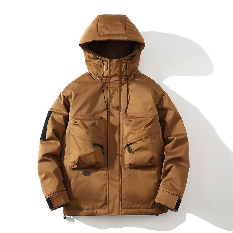 Solid Color All-match Men Parkas Outdoor Thicken Warm with Hood Cotton Jackets Fashion Comfortable Male Clothes Winter Trend New