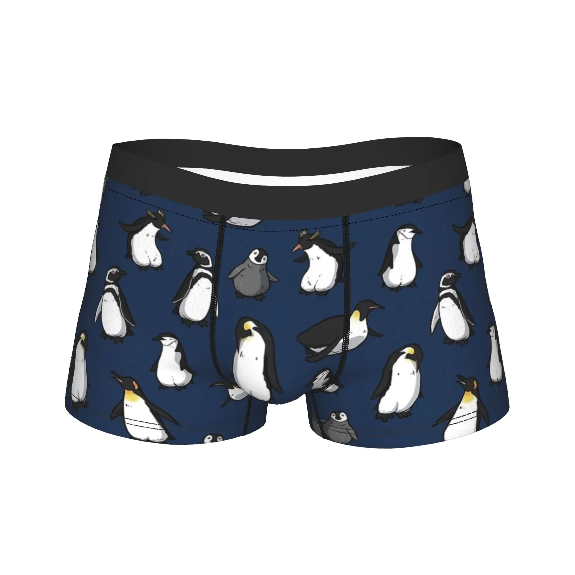 Cute Penguin Pattern (Dark Blue Variant) Underwear  Male Panties Classic Boxershorts High Quality Shorts Briefs Big Size 2XL