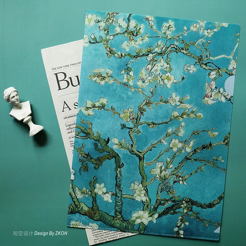 File Folder A4 Files L-folder Time Gallery Van Gogh Star Moon Night Renaissance Oil Painting A4 Document Storage Bag File Holder