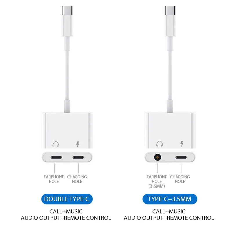 2-in-1 Audio Adapter USB C to 3 5 mm Jack Type-C Charging 3.5mm Aux Cable For Samsung Xiaomi Huawei Wired Headphones Connector