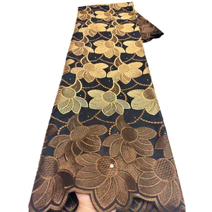 2025スイスの高品質の新しいアフリカの綿レース生地ナイジェリアのスイスボイルレースの女性ドレス素材 8ベストセールスナイジェリアの伝統的な結婚式のファブリック - №7