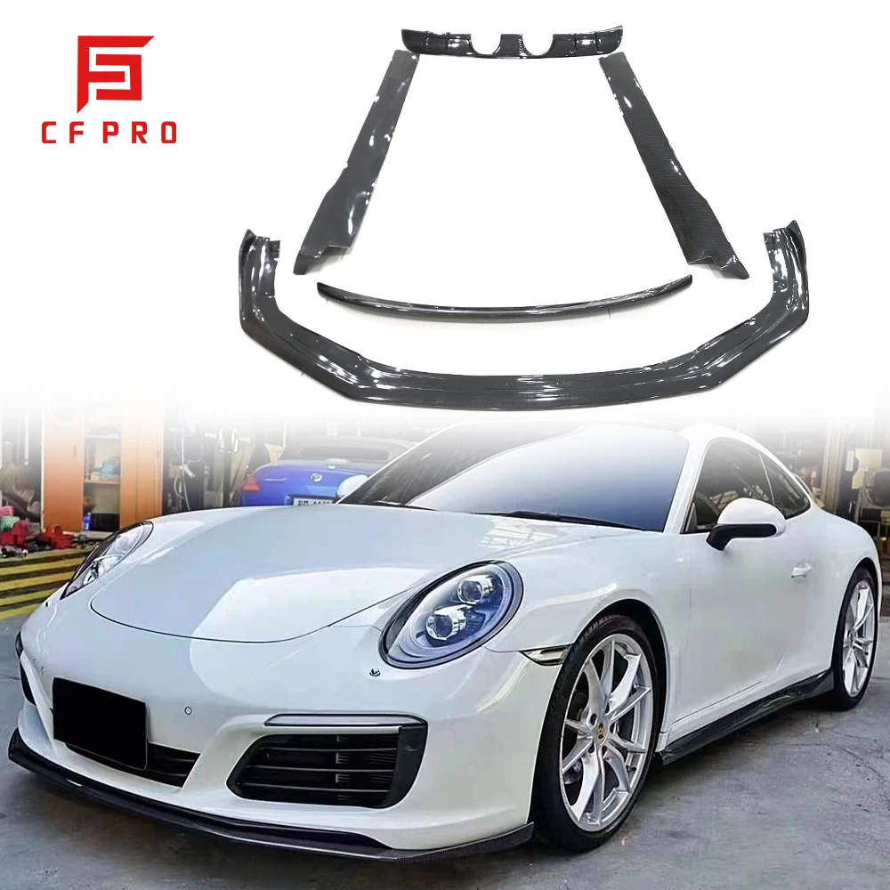 For Porsche 911 991 Carbon Fiber Front Rear Bumper Splitter Lip Rear Bumper Spoiler Side Skirt Body Kit Car Accessories