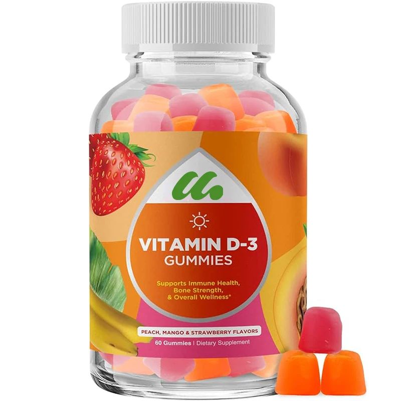 

Adult chewable vitamin D gummies - containing vitamin D3- gluten and gelatin free, non GMO -60 capsules