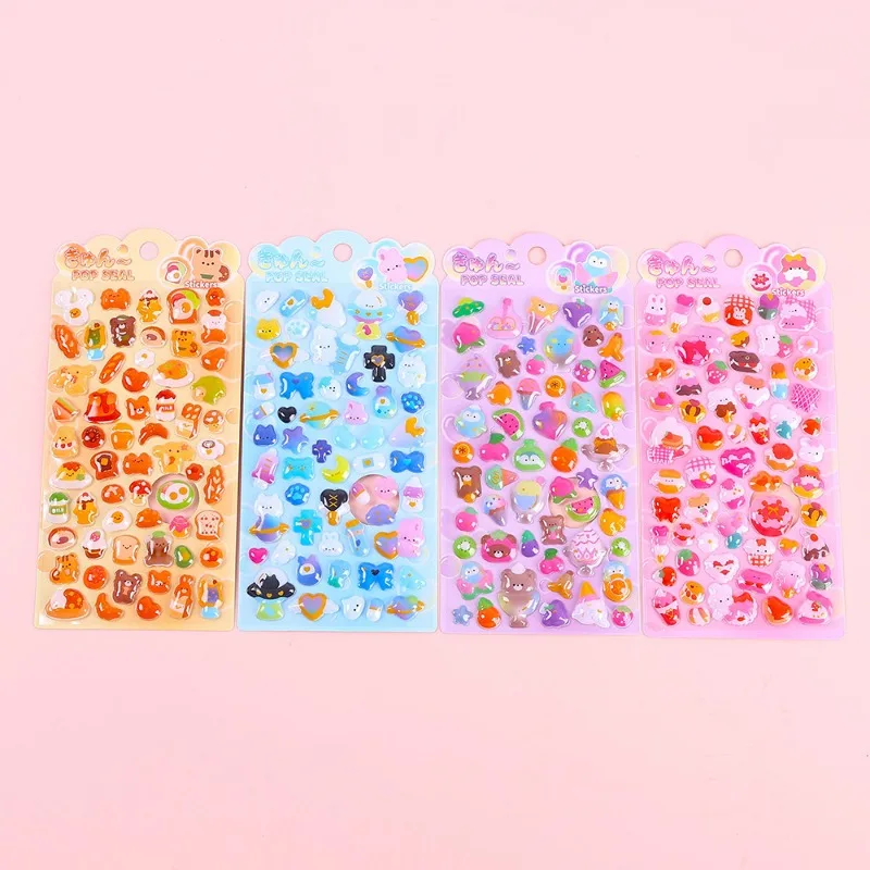 Cartoon 3D Embossed Transparent Stickers Anime Merchandise Vibrant Colors High Quality Design Reward Sticker Kawaii Gift