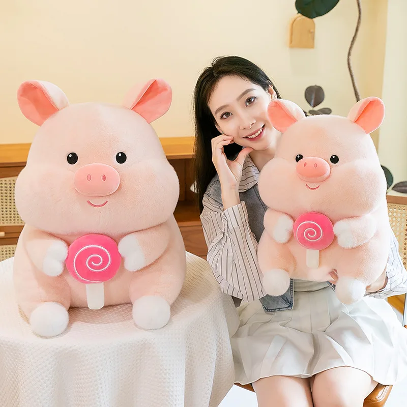 かわいいぬいぐるみキャンディーピッグ、子供向けの可愛い抱き心地の良い動物のぬいぐるみ、誕生日プレゼント、子供の睡眠のための柔らかい枕、ギフト