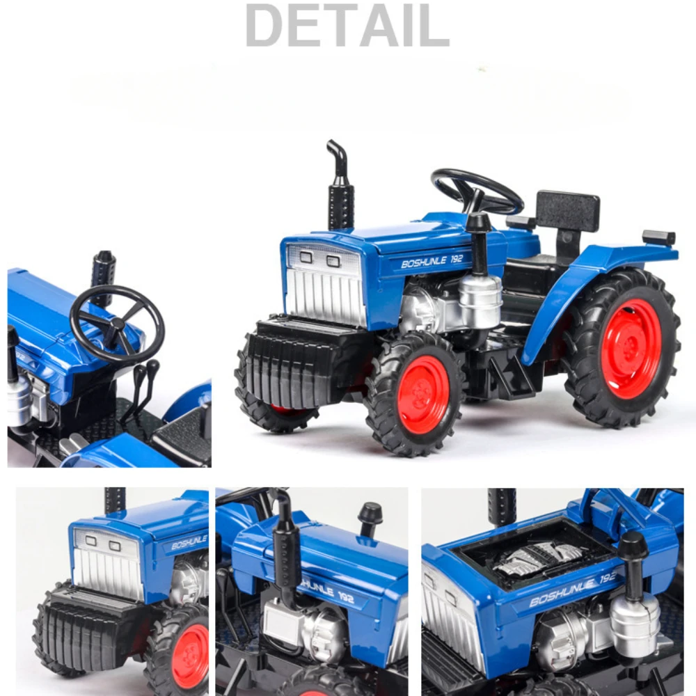 1/32 Farm Specific Tractor Model Toy Car Alloy Body Simulation Sound Light Pull Back Vehicles Collection for Boys Birthday Gifts