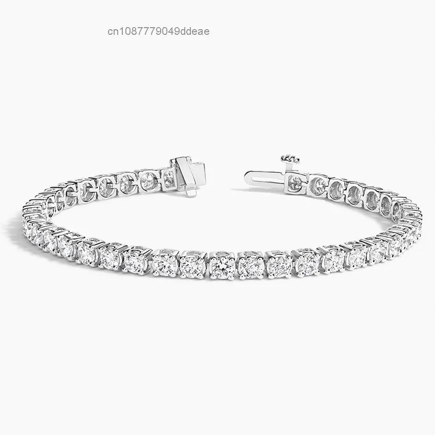 Fine Jewelry 14K 18K White Gold Tennis Bracelet With 2mm 3mm 4mm Lab Diamond Classic 4 Claw Setting Tennis Bracelets Gift
