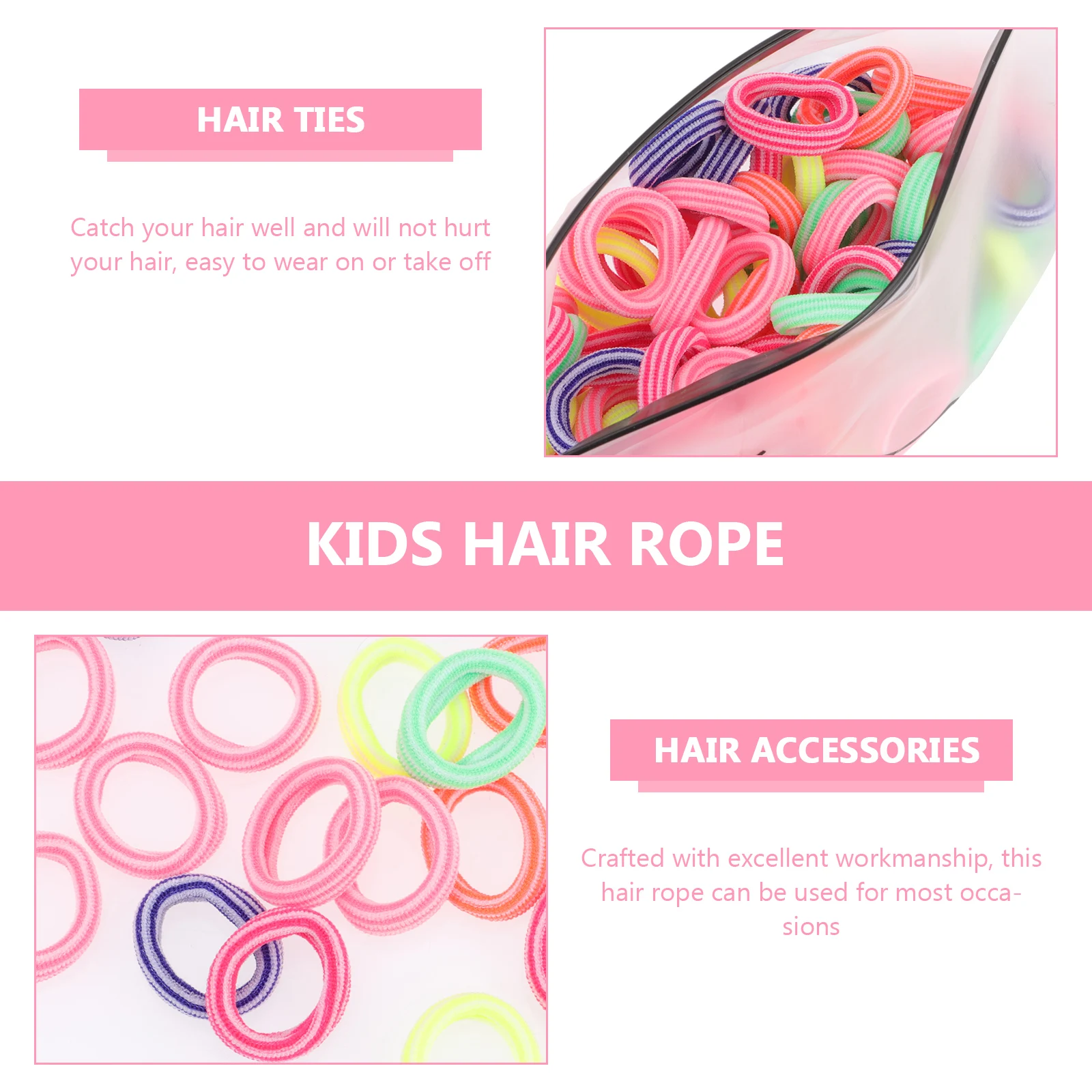 

200pcs Candy Color Hair Rope Kids Ponytail Holder Elastic Ties Soft Hair Rings Party Wedding Accessories School Festival Use