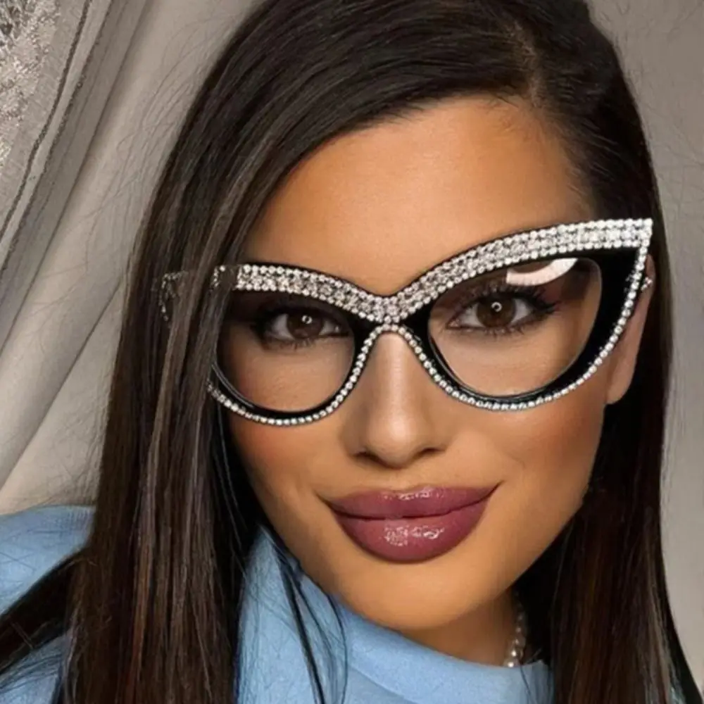 

Classic Rhinestone Cat Eye Glasses Ultralight Eye Protection Reading Eyeglasses PC Fashion Frame Eyewear Girl