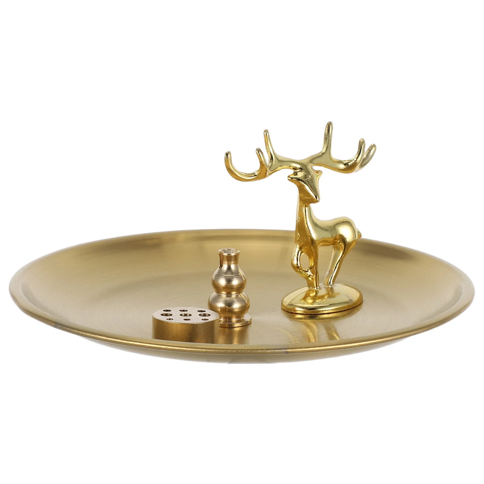 

1Set Modern Chinese Incense Burner Brass Gourd Shape Holder for Sticks Cones Coils Bedroom Living Room Aesthetic Decor