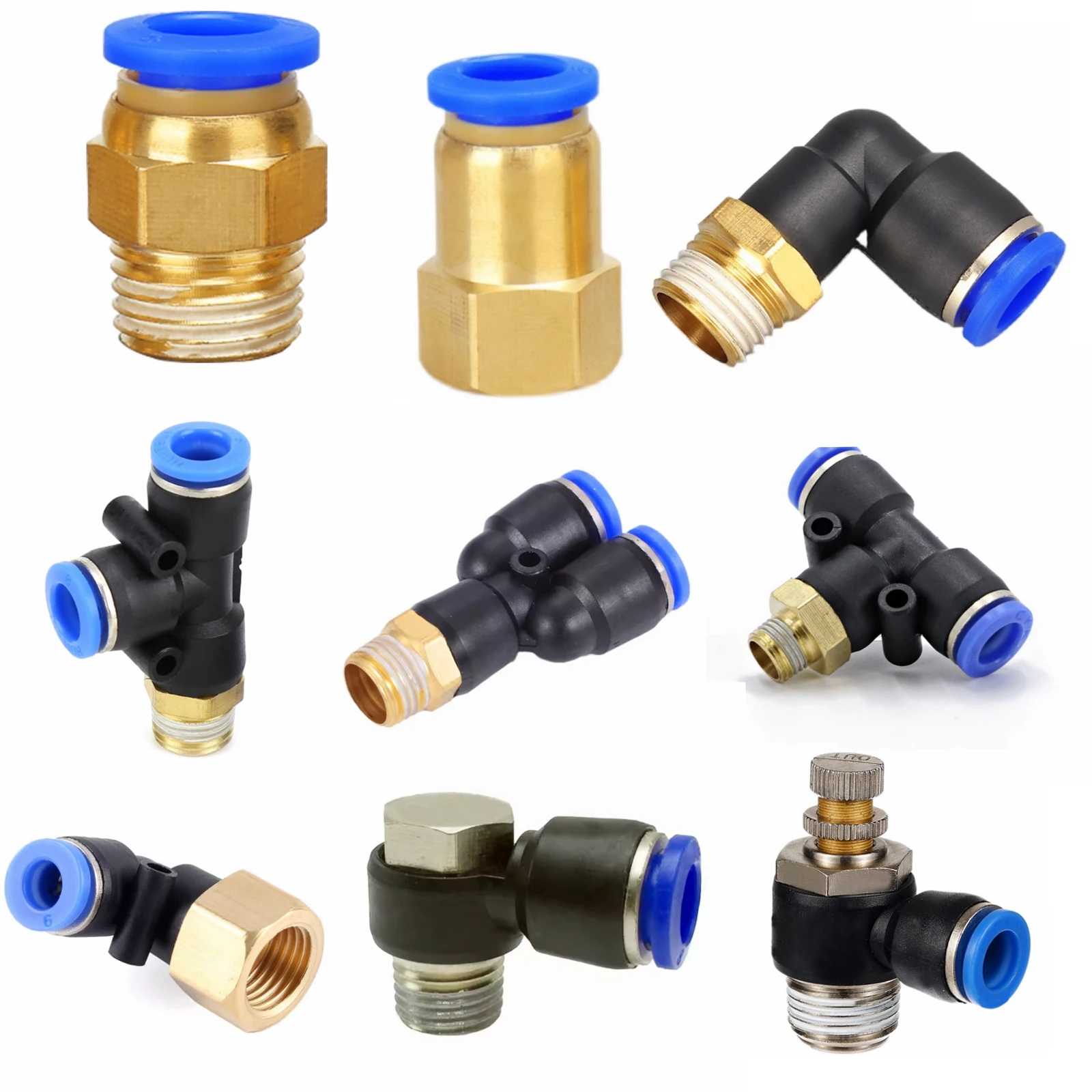 

Elbow Tee Brass 1/8" 1/4" 3/8" 1/2" BSPT Male Female 4 6 8 10 12 14 16mm Tube Air Pneumatic Fitting Push In To Connect SL Valve