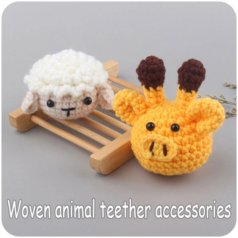 New Handmade Crochet Animal for Head Knitting Beads DIY Baby Pacifier Chain Chewable Accessories Infant Newborn Teether