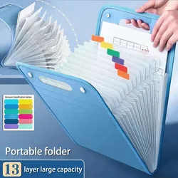 13 Pocket File Folders Portable A4 Letter Size Macaron Color Accordian Document Organizer for Classroom Office Home Storage