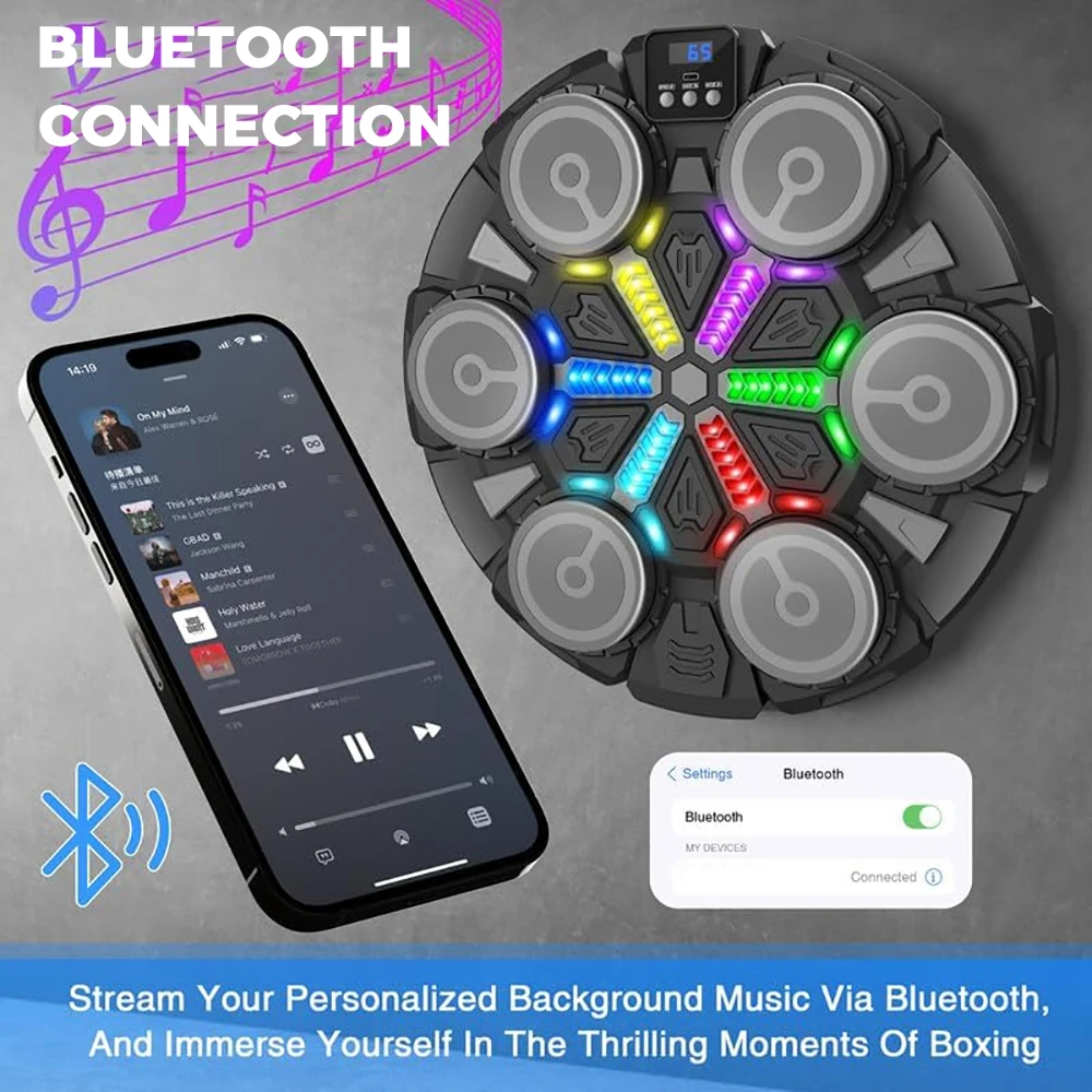 Bild 3: Heim-Fitness Wandmontierter Boxtrainer mit Smart Bluetooth-Verbindung und Musikfunktion für Kinder-Training