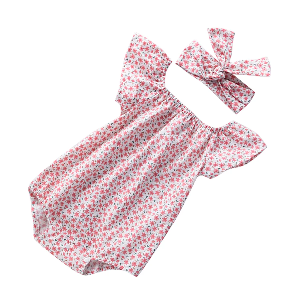 

Small Flying Sleeve Romper Baby Girls Clothing Clothes Jumpsuit Short Summer Cotton