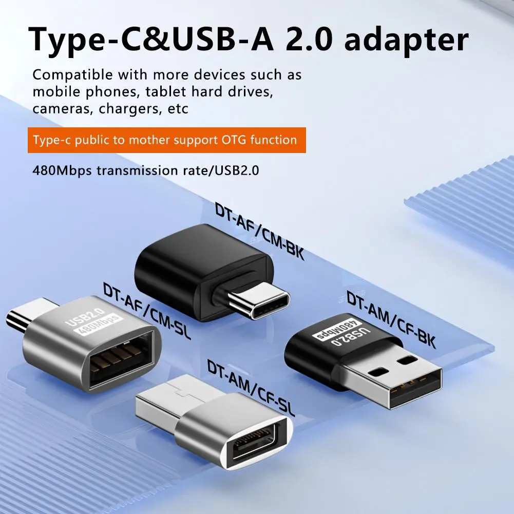 Konverter konektor Tipe C ke USB 2.0, konverter adaptor Tipe C ke USB Female untuk ponsel pintar Laptop PC Tipe C ke USB OTG Disk Flash