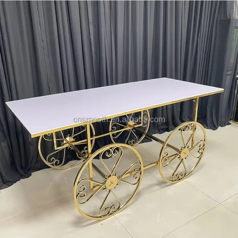 High quality gold stainless steel dessert cart wedding party display stand