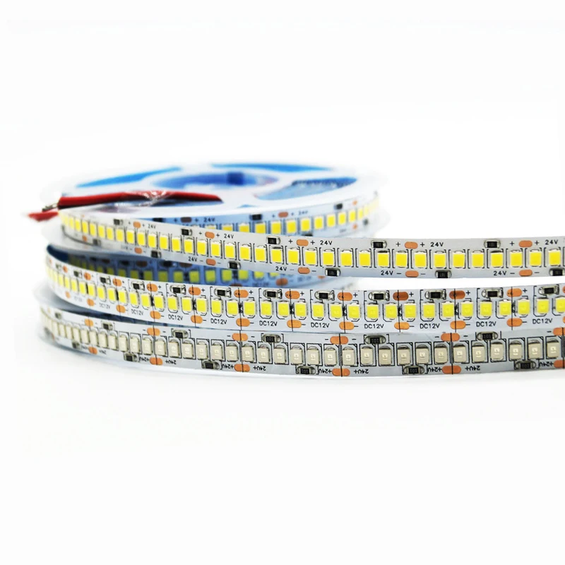 Cinta de luz Led Flexible, 2835 Led, 120Led, 240Led, 5M, Pixel, blanco, rosa, blanco cálido, azul, rojo, UV, DC12V, 24V