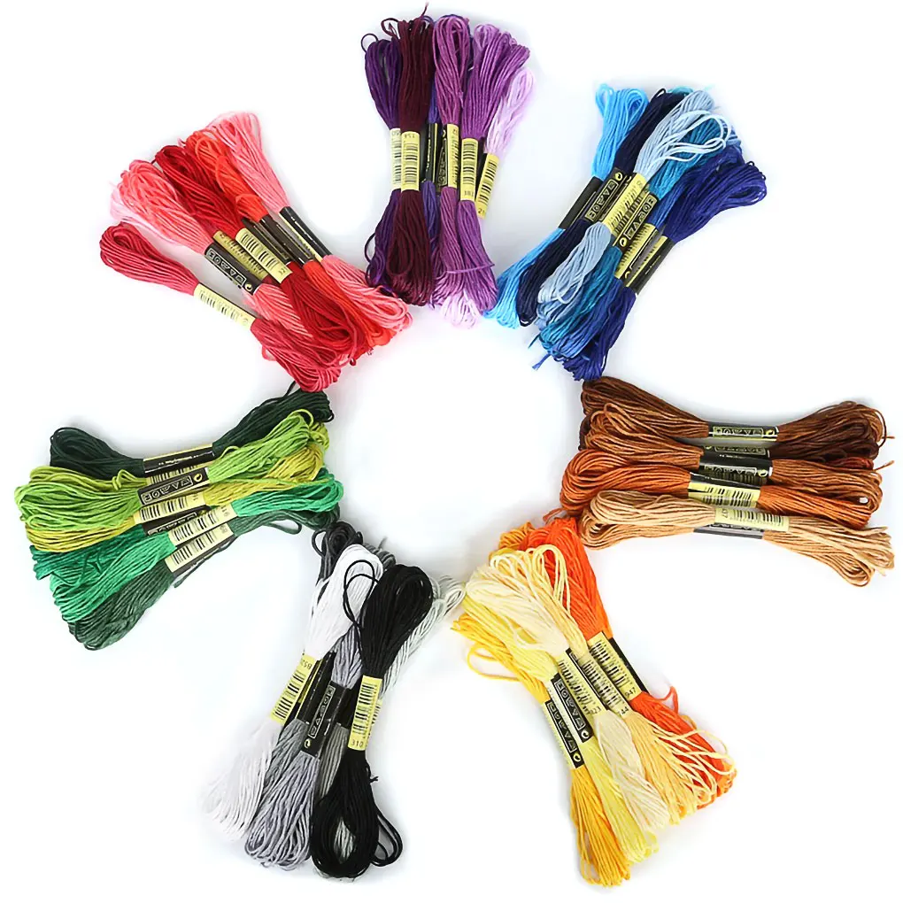 Multicolor Embroidery Threads Set Soft Sewing Skeins Bracelet Headwear Needlework Supplies 7.5 Meters Green 8 Colors