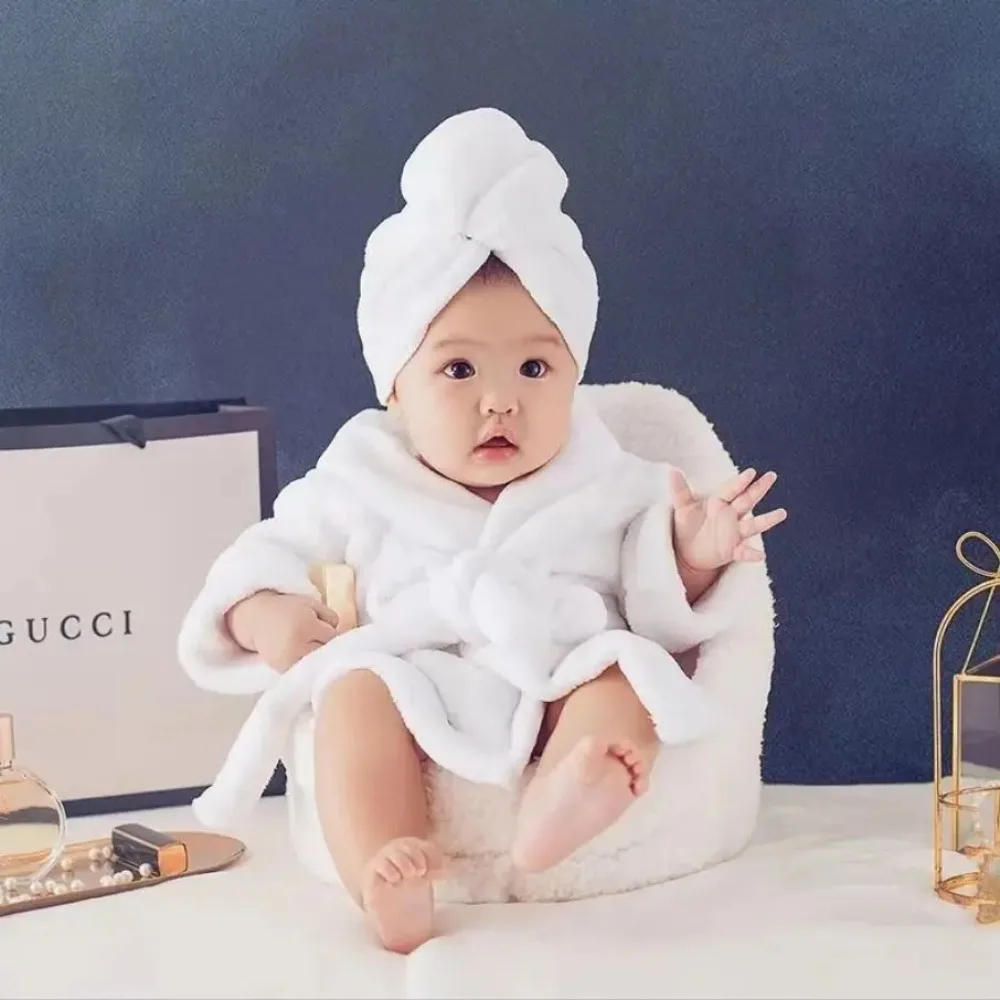 Soft Baby Photography Bathrobe Set Newborn Photo Prop 100 Days Celebration Outfit