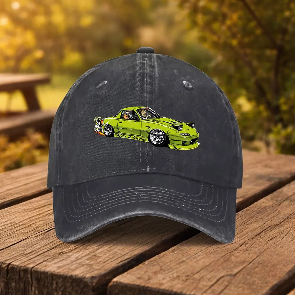 1pc RS Dace Drift Sports Car Print Baseball Cap, Unisex Fashion Duckbill Cap, Suitable for Outdoor Sports, Fitness, Travel, and