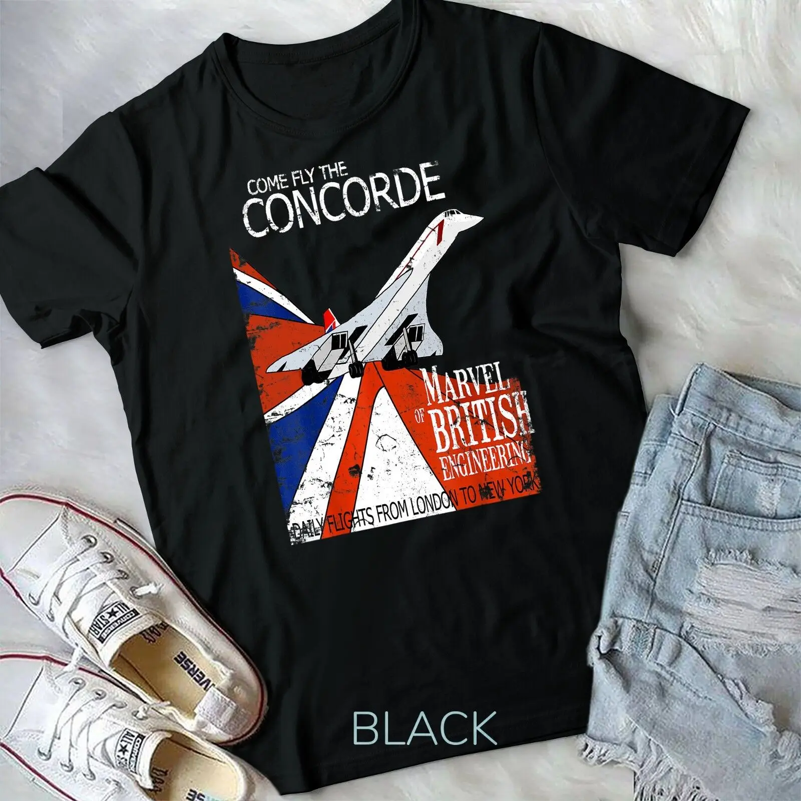 Concorde Retro Vintage British Aircraft Travel Pilot t-shirt Unisex T-shirt