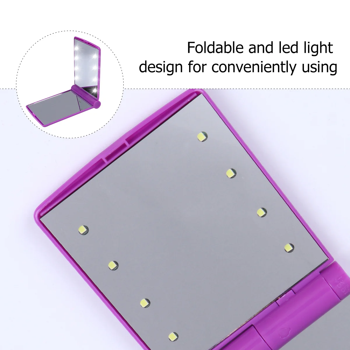 

Foldable LED Makeup Mirror -Sided Handheld Compact Pocket Mirror Portable Travel Light High Definition