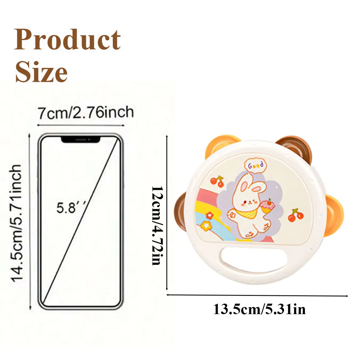 Bebê maracas/sonho de instrumento de pandeiro com som nítido brinquedo educativo precoce para crianças 18 meses + presente