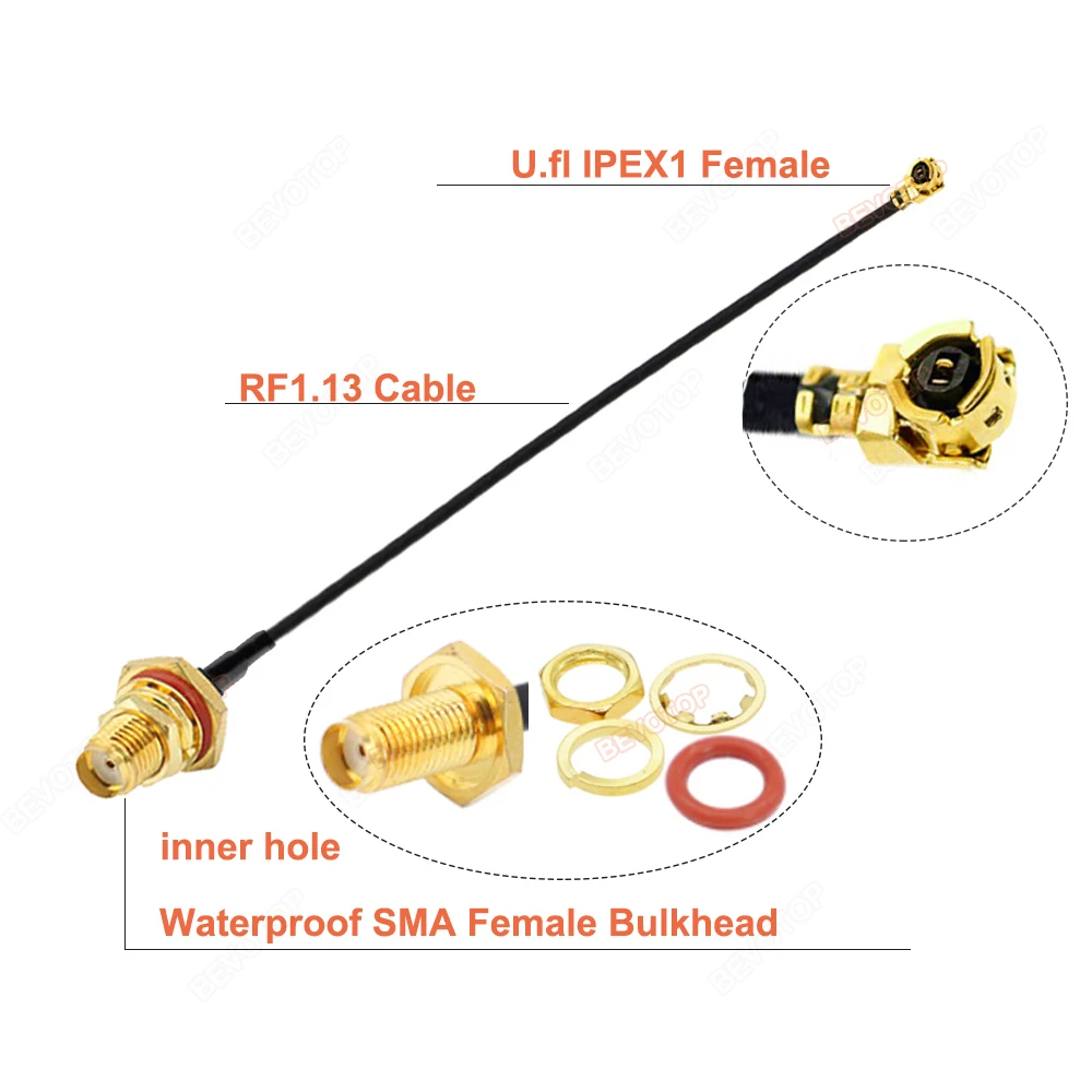 100PCS/lot 1/4 Female to Waterproof RP/SMA Female Bulkhead RF0.81/1.13/RG178 Cable 3g 4g WIFI Antenna Adapter 50 Ohm