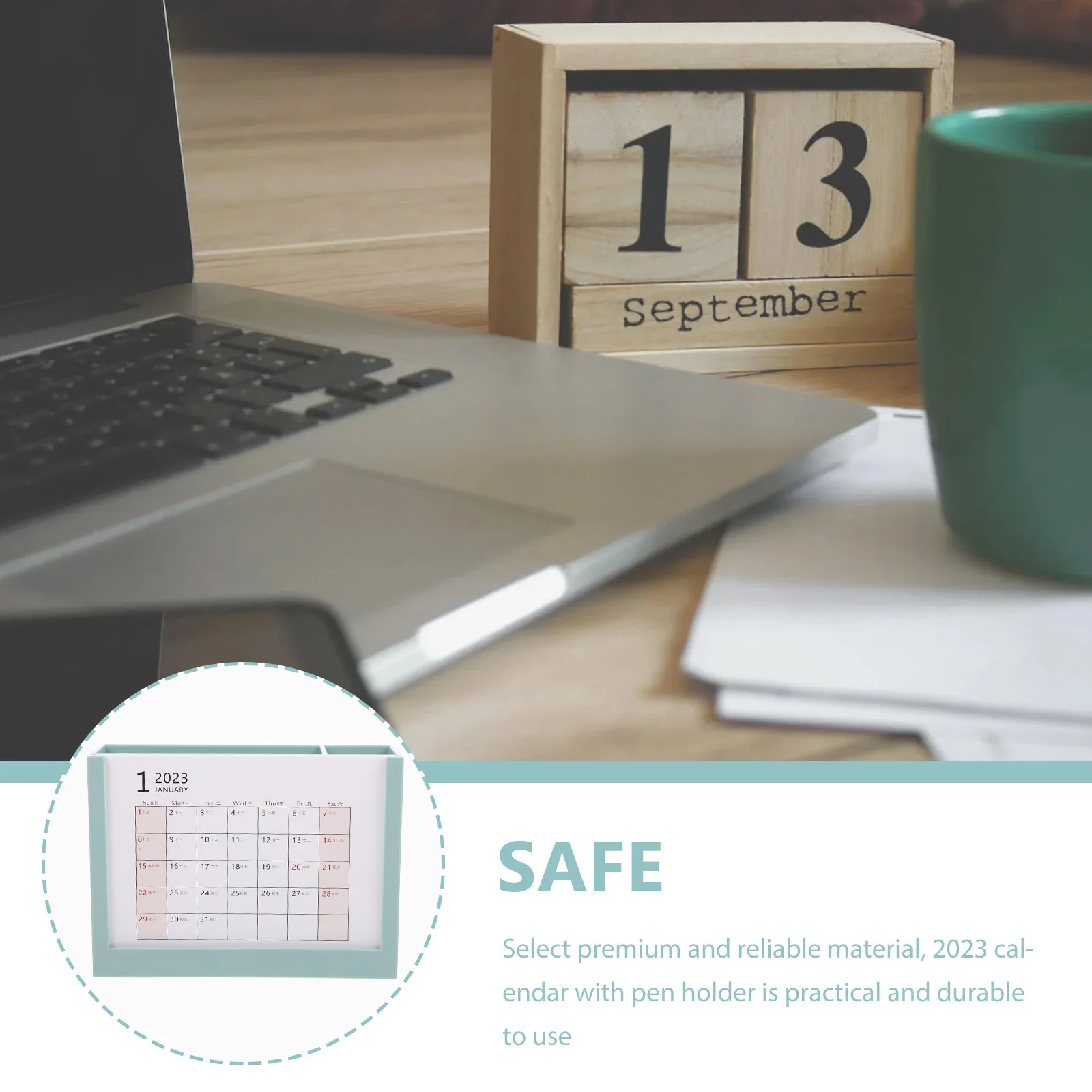 

Desk Calendar with Storage Box Desktop Container for Pens Keys Jewelry 2023 Home Calendar Management Tool Office