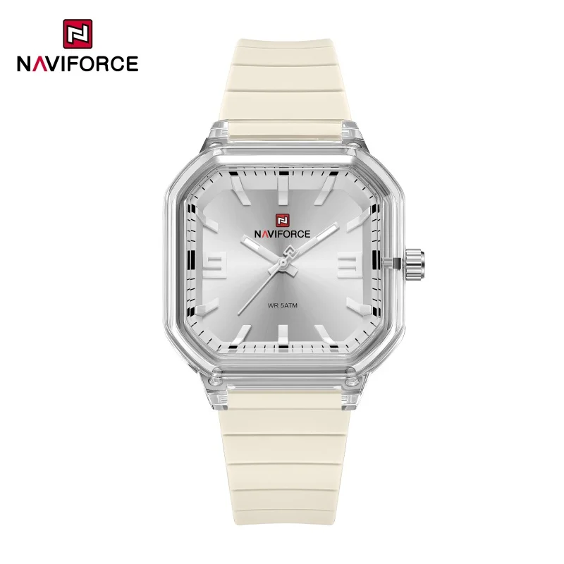 NAVIFORCE Women's Simple Watch  Silicone Strap Quartz Watch Luminous Pointer Display Acrylic Watch Mirror High Quality Fashion