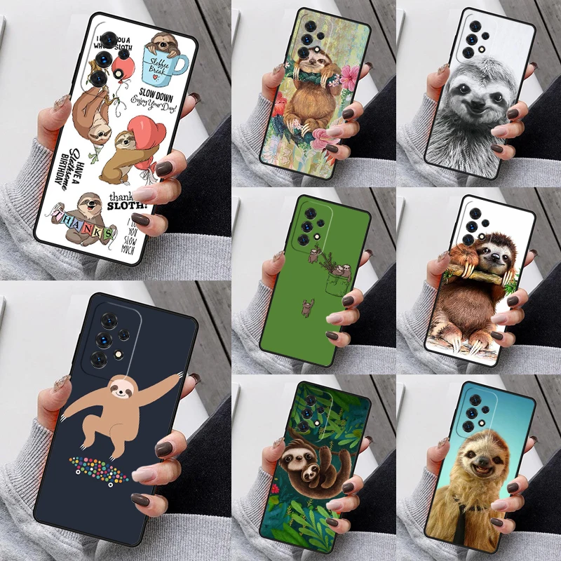 Funny Cute Sloths Phone Case For Samsung Galaxy S23 S21 S20 FE S24 S22 Ultra Note20 S10 S9 S8 Plus A40 A52 A12 A13 A53