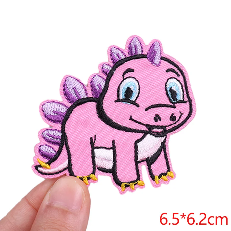 Patch per ricamo dinosauro carino per abbigliamento Applique animale ferro su toppe toppe per cartoni animati fai da te su vestiti per bambini