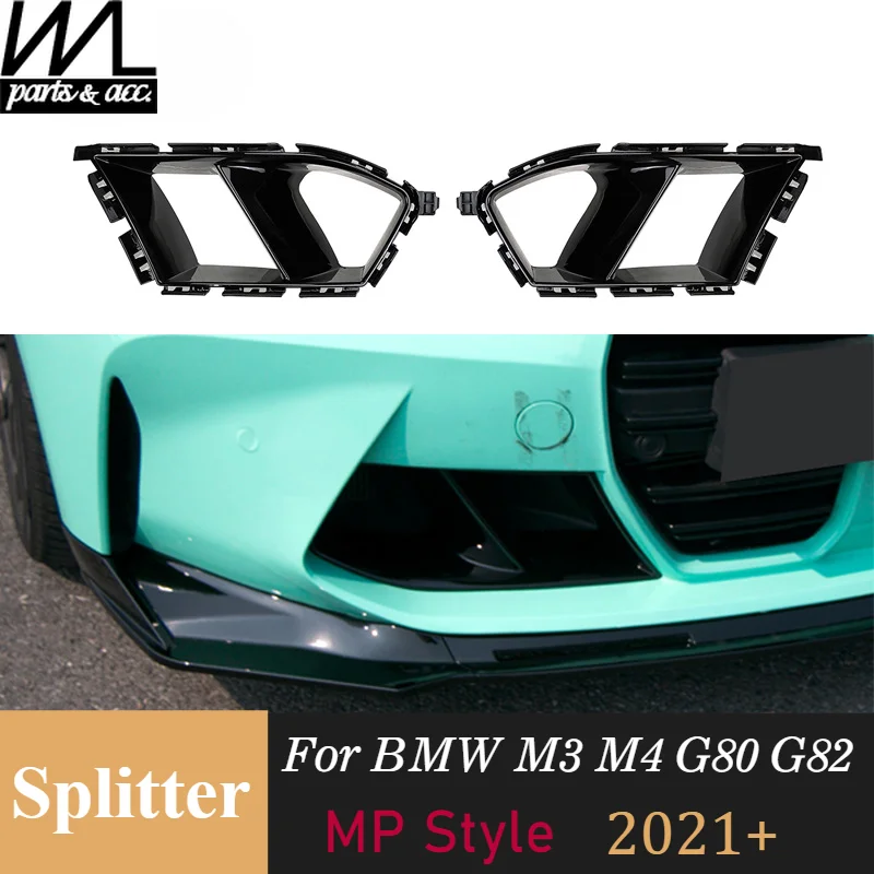 2 PCS Repalcement Front Bumper Air Vent Splitter for BMW G80 G82 G83 M3 M4 2021+ MP Style Spoiler Fog Lamp Frame Car Accessories