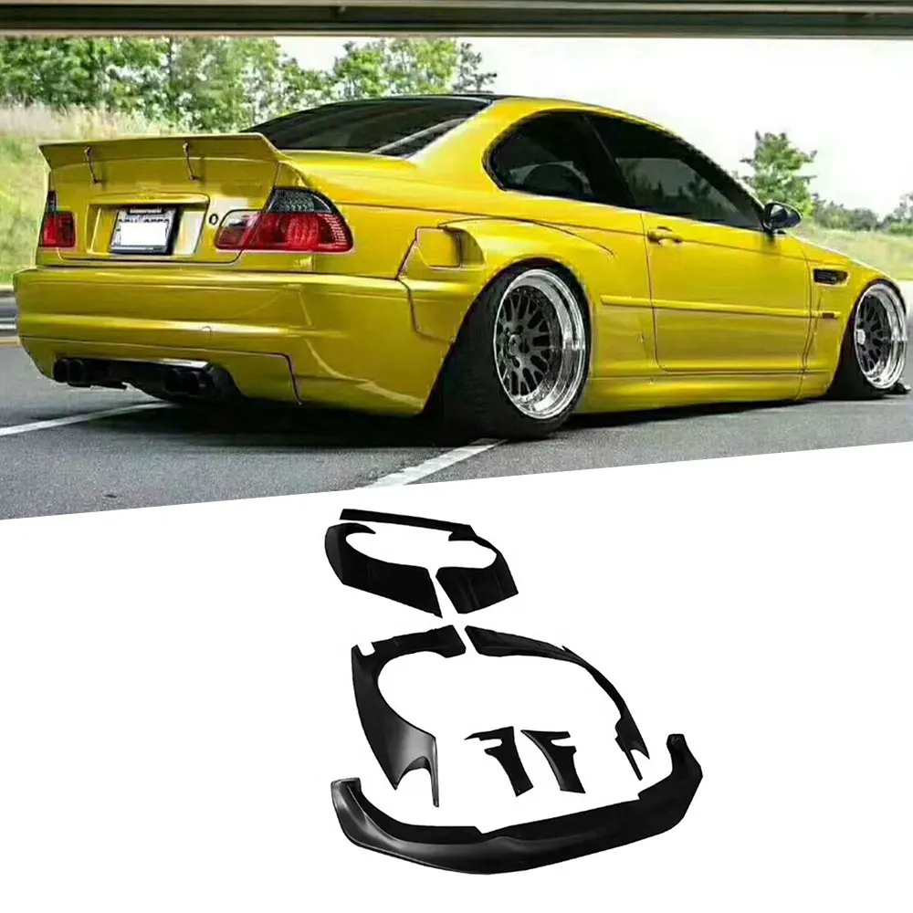 Auto Kit Corpo Ampio Per BMW E46 FRP Fibra di Vetro Bodykit Copertura Labbro Anteriore Parafango Posteriore Tronco Spoiler Razzo Bunny Parti Car