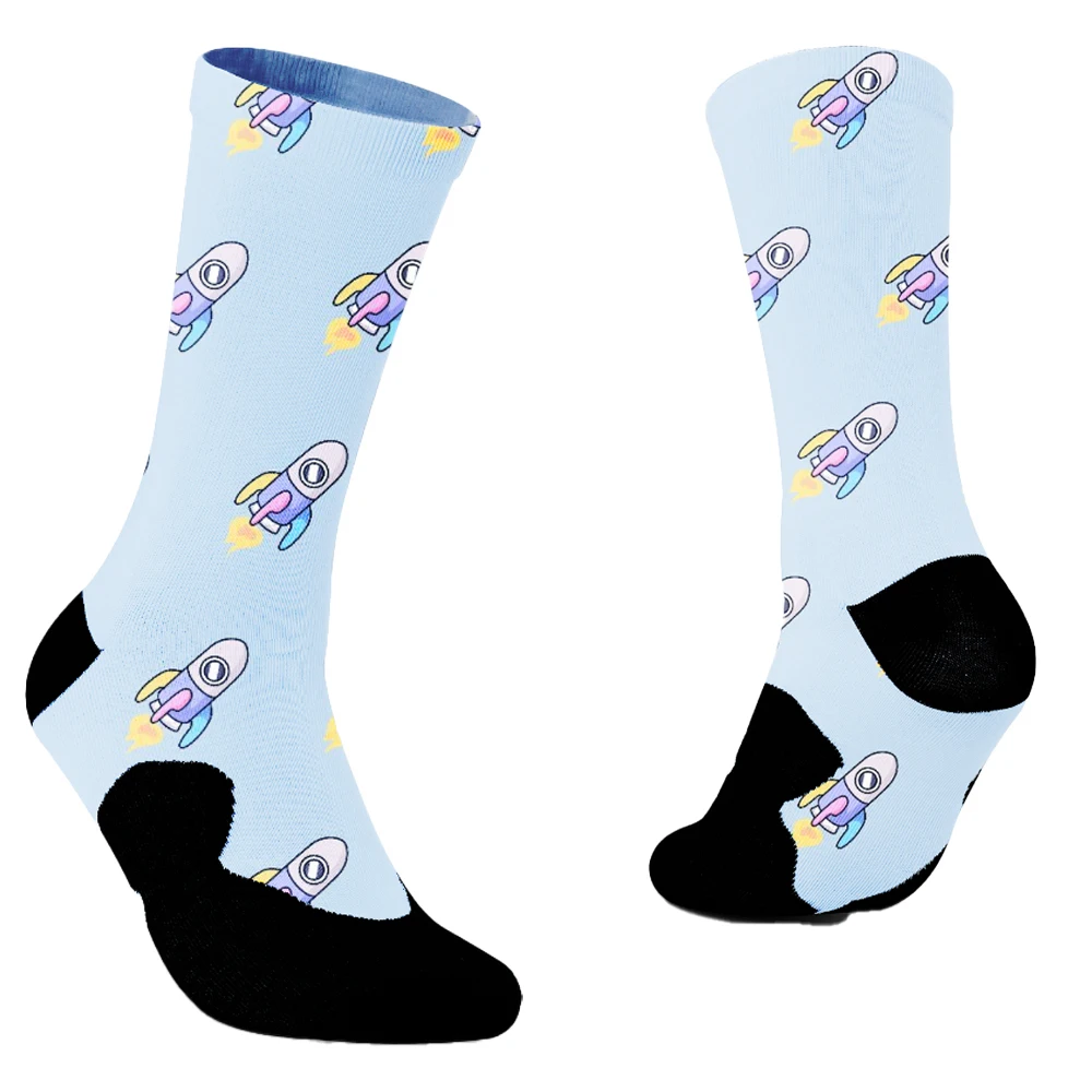 Espaço Cartoon Silicone Socks, bicicleta Socks, Outdoor Running Socks, ciclismo Socks, meias compactadas, Slip Socks