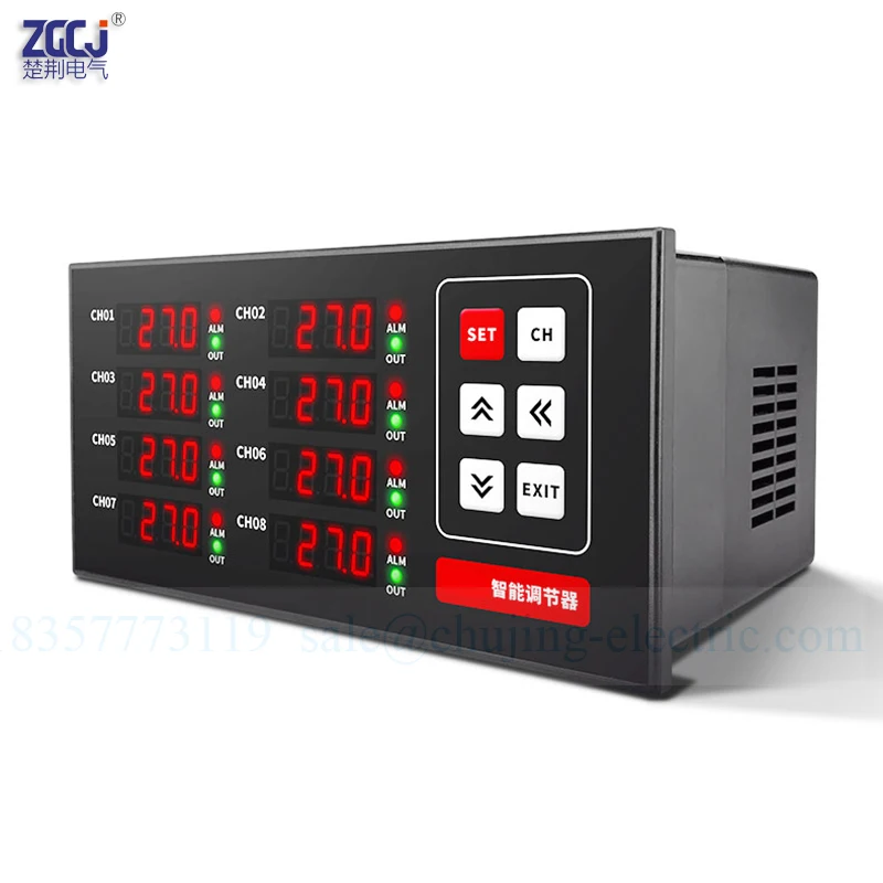 PT1000 8 channels thermostat temperature display meter instrument relay output SSR output RS485 temperature controller