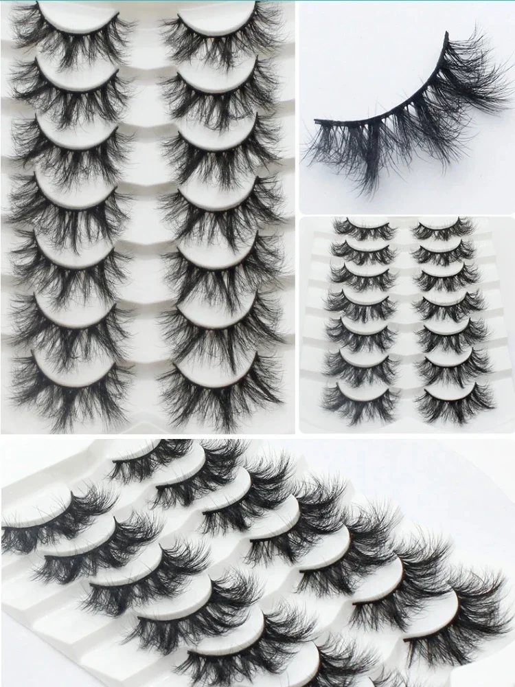 False Eyelashes 7 Pairs Fluffy Wispy Faux Mink Lashes Cat Eye Effect Dramatic Eye Lashes Thick Long Extension Makeup Wholesale