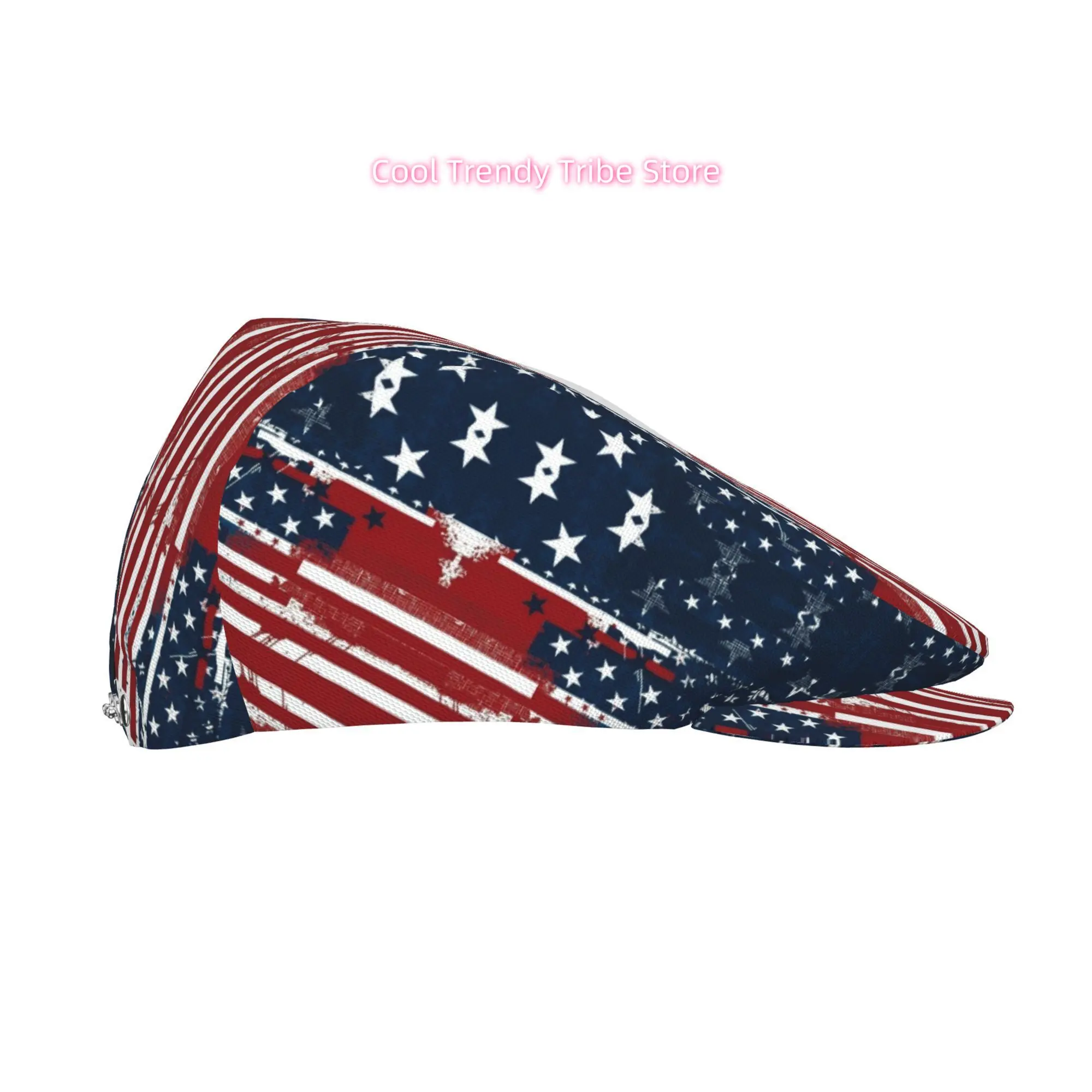 All-Over Print Flat-Top Hats Featuring Grunge US Flag Art for Both Men And Women, Including Newsboy Caps, Berets, Irish Hats, Dr