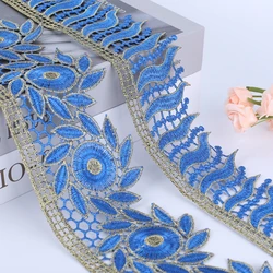 1/2/5 yarde 3.8 -- 9cm pizzo ricamato blu festa di nozze abbigliamento natalizio artigianato fatto a mano fai da te coperta tenda copripiumino Lac