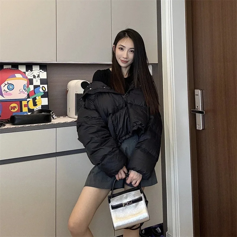 Parka à capuche pour femme avec poches zippées, manteau matelassé en coton épais, vêtements de neige chauds, hiver, nouveau, 2024