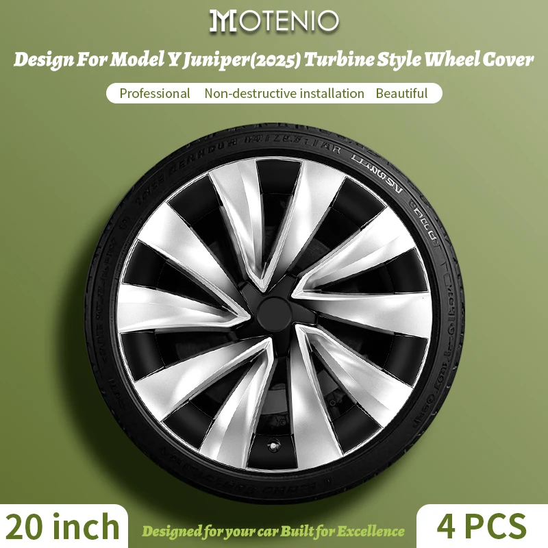 

4 шт. для новой модели Y 2025 Juniper 20 дюймов 4 шт. в стиле турбины, черная крышка ступицы, крышка ступицы, колпачок колеса для Tesla