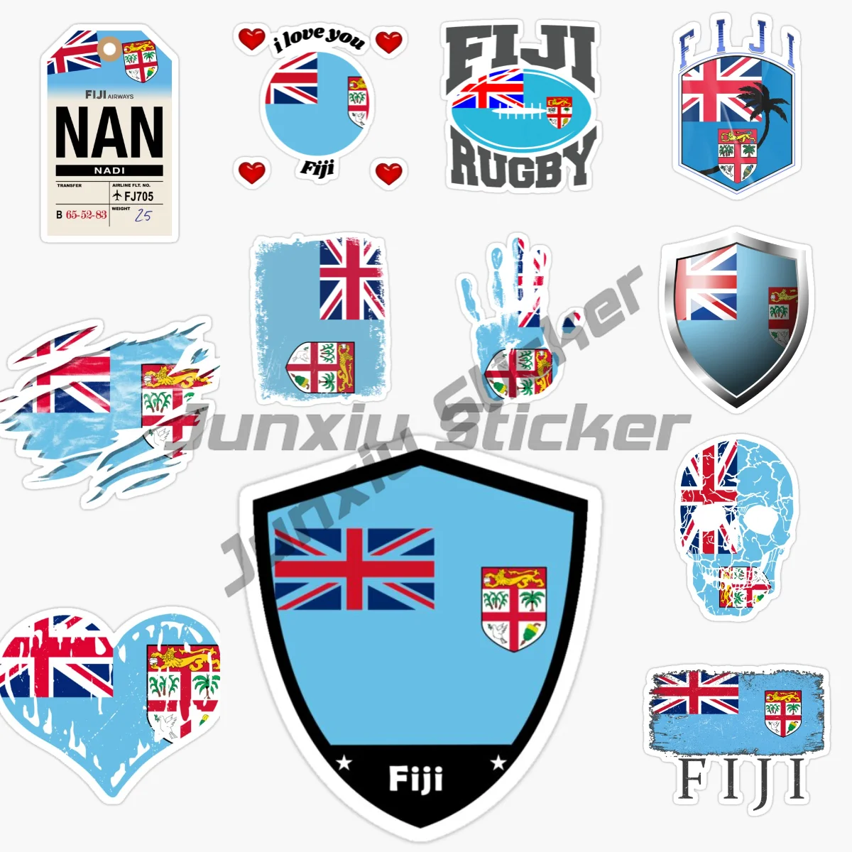 FIJI Flag Code Vinyl Self-adhesive Car Sticker Laptop Bumper Sticker Car Automotive Accessories Home Appliance Decorative Decals